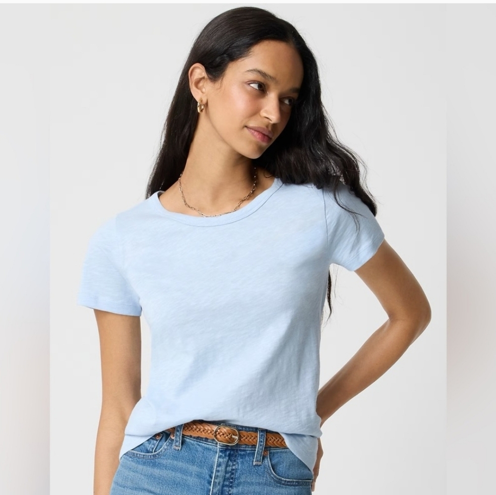 NWT J. Crew Factory Short-sleeve girlfriend crewneck tee S Light Blue